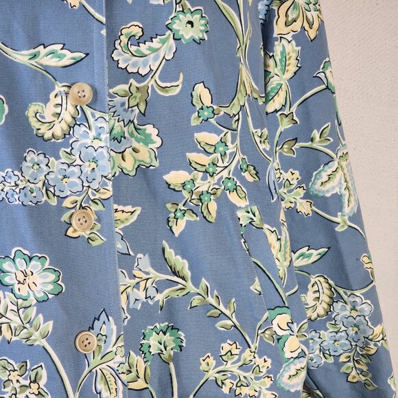 Appleseed's Petite Cotton Canvas Short Waisted Blue Grey Floral Jacket Size 18P - Picture 5 of 16